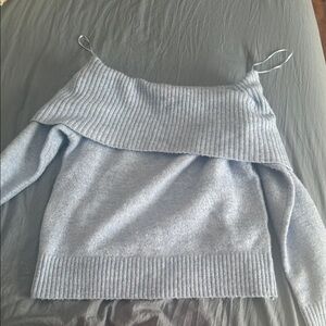 Women's Off-Shoulder Light Blue Sweater